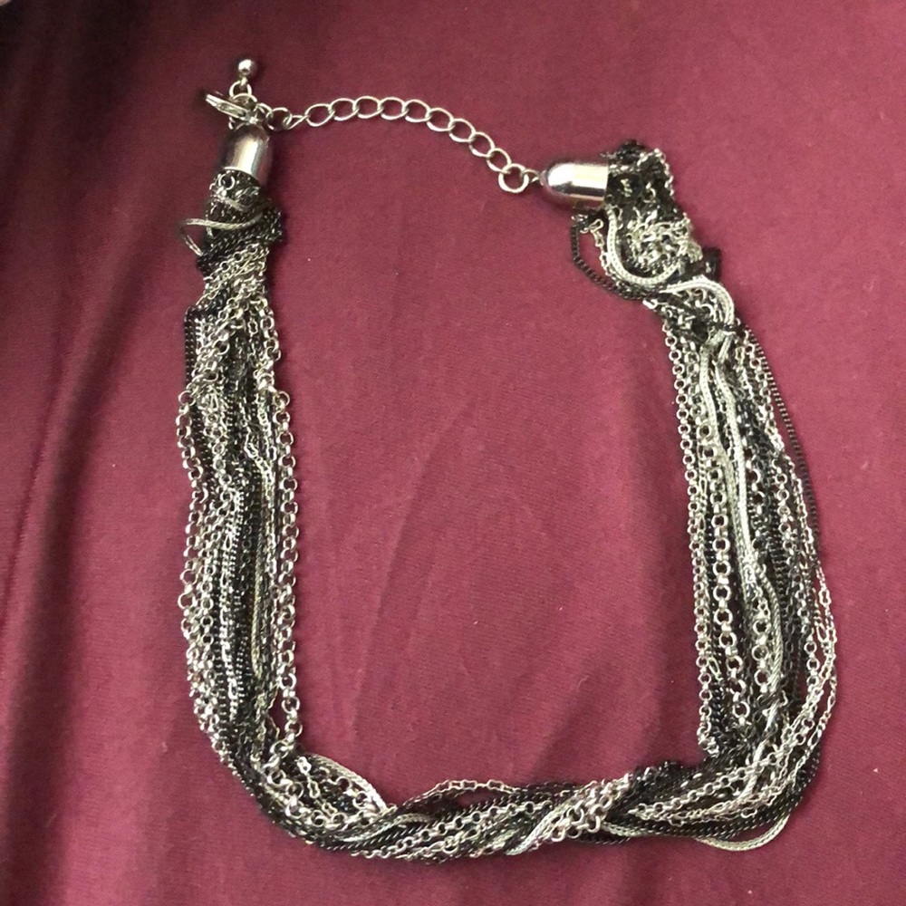 Anthropologie layered black and metal necklace
